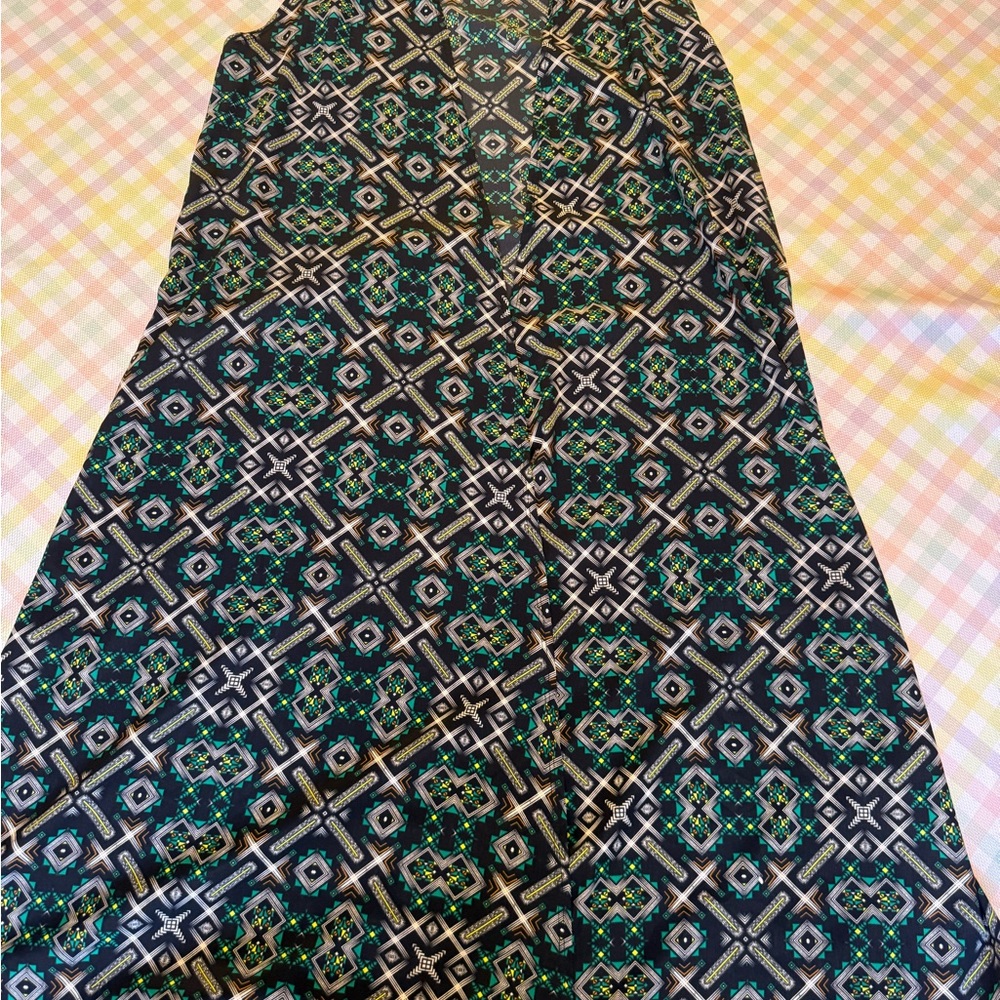 LuLaRoe Geometric Green and Black Vest